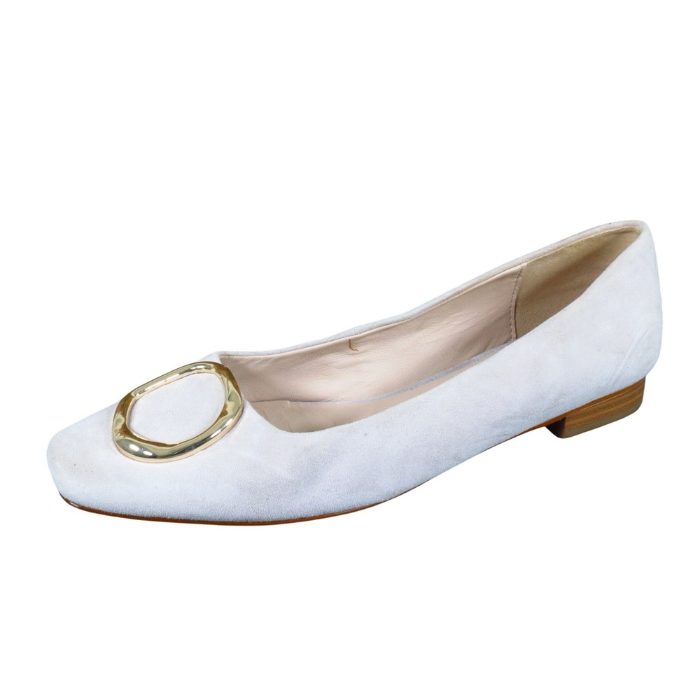 Something Navy Womens Ballet Flat Size 8.5 Professional Square Toe Gray Suede